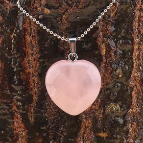 Pembe Kuvars Taşı Kalp Kolye Ucu