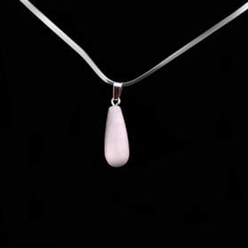 Pembe Kuvars Taşı Oval Damla Kolye Ucu