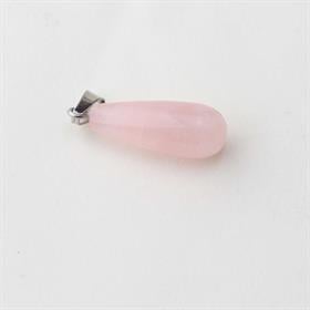 Pembe Kuvars Taşı Oval Damla Kolye Ucu
