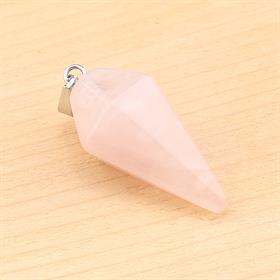 Pembe Kuvars Taşı Piramit Kolye Ucu