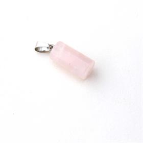 Pembe Kuvars Taşı Silindir Kolye Ucu