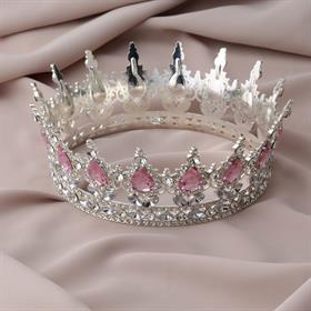 Pembe Taşlı Gümüş Pasta Tacı