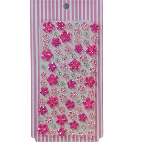 Pembe Tonlar Çiçek Figür Yapışkanlı Taş Seti
