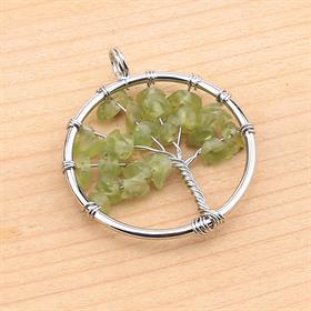 Peridot Taşlı Tel Sargı Ağaç Kolye Ucu