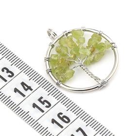 Peridot Taşlı Tel Sargı Ağaç Kolye Ucu