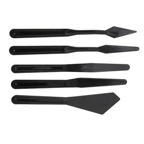 Plastik Spatül Seti Siyah Renk 5li
