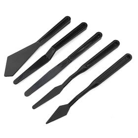 Plastik Spatül Seti Siyah Renk 5li