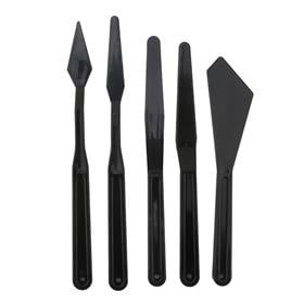 Plastik Spatül Seti Siyah Renk 5li