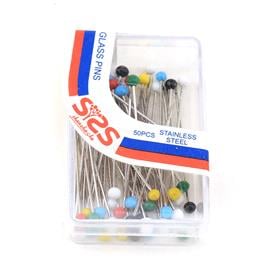 Renkli Cam Başlı Toplu İğne (50 Adet)