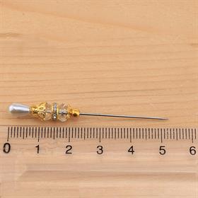 Renkli inci Başlı Kristal Boncuklu Eşarp İğnesi 12 adet