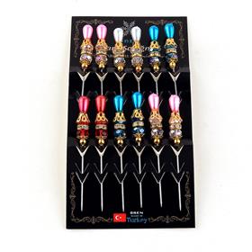 Renkli inci Başlı Kristal Boncuklu Eşarp İğnesi 12 adet