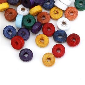 Renkli Kesme Tahta Boncuk (50 Adet)