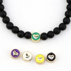 Renkli Mineli Kalp Takı Boncuğu