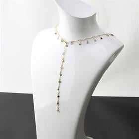 Renkli Taşlı Y Kolye Gold