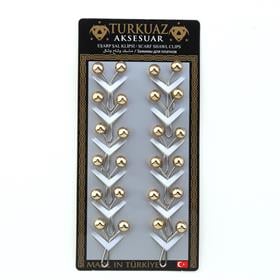 Rose İnci Taşlı Eşarp Şal Klipsi 12 adet