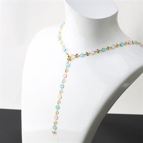 Sedef Taşlı Y Kolye Gold