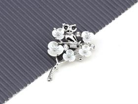 Sedef Yapraklı Ağaç Broş