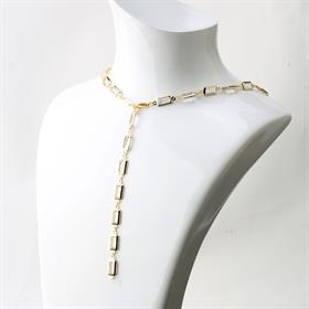 Şeffaf Baget Taşlı Gold Y Kolye