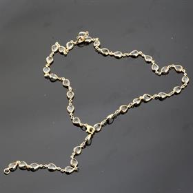 Şeffaf Damla Taşlı Gold Y Kolye