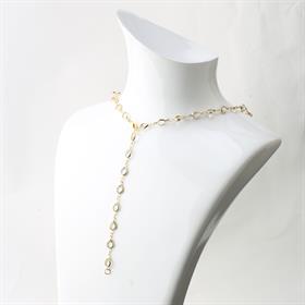 Şeffaf Damla Taşlı Gold Y Kolye