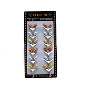 Simli Arpa Taşlı Eşarp Şal Klipsi 12 adet