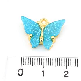 Simli Turkuaz Sedefli Kelebek Takı Ucu