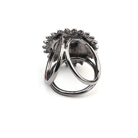 Siyah Hematit Renk Taşlı Eşarp Şal Yüzüğü