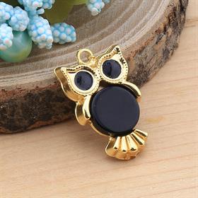 Siyah Sedefli Baykuş Takı Ucu