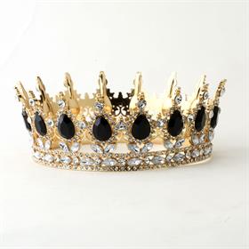 Siyah Taşlı Altın Pasta Tacı