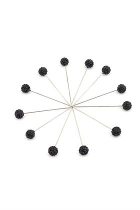 Siyah Taşlı Toplu Eşarp Şal İğnesi 12 adet