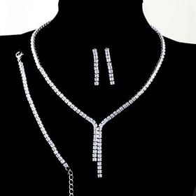 Su Yolu Zirkon Taşlı Abiye Kolye, Bileklik ve Küpe Seti
