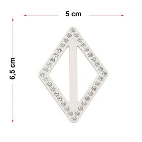 Swarovski Taşlı Beyaz Renk Baklava Kemer Tokası