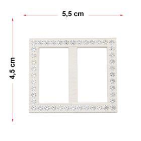 Swarovski Taşlı Beyaz Renk Dikdörtgen Kemer Tokası