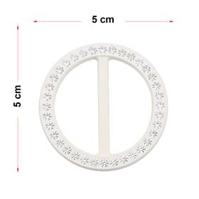 Swarovski Taşlı Beyaz Renk Yuvarlak Kemer Tokası