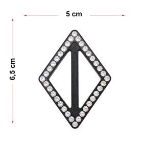 Swarovski Taşlı Siyah Renk Baklava Kemer Tokası