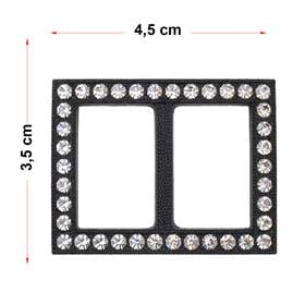 Swarovski Taşlı Siyah Renk Dikdörtgen Kemer Tokası