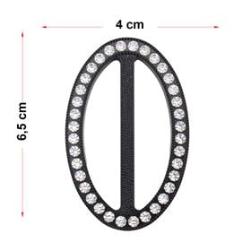 Swarovski Taşlı Siyah Renk Oval Kemer Tokası