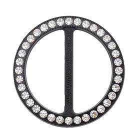 Swarovski Taşlı Siyah Renk Yuvarlak Kemer Tokası