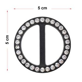 Swarovski Taşlı Siyah Renk Yuvarlak Kemer Tokası