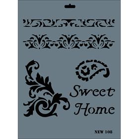 ''Sweet Home'' Yazılı Stencil Şablon 25X35 cm - Rich New 108