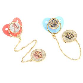 Taç Figürlü, Zirkon Taşlı Emzik Zinciri Askısı