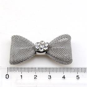 Taş Süslemeli Metal Fiyonk Süs Karartma Gümüş