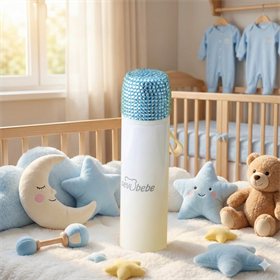 Taşlı Bebe Termosu Mavi