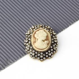 Taşlı Cameo Kadın Figürlü Vintage Broş