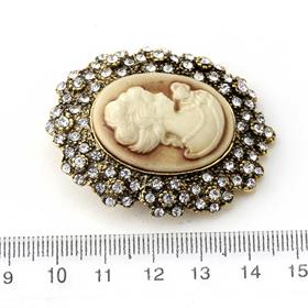 Taşlı Cameo Kadın Figürlü Vintage Broş