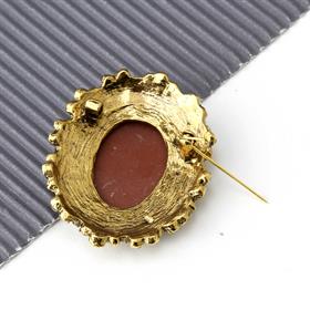 Taşlı Cameo Kadın Figürlü Vintage Broş