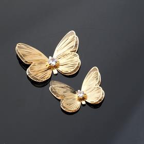 Taşlı Metal Kelebek Süs Gold