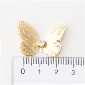 Taşlı Metal Kelebek Süs Gold