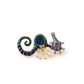 Taşlı ve İncili Deniz Atı Broş