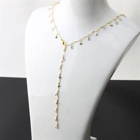 Taşlı Y Kolye Gold